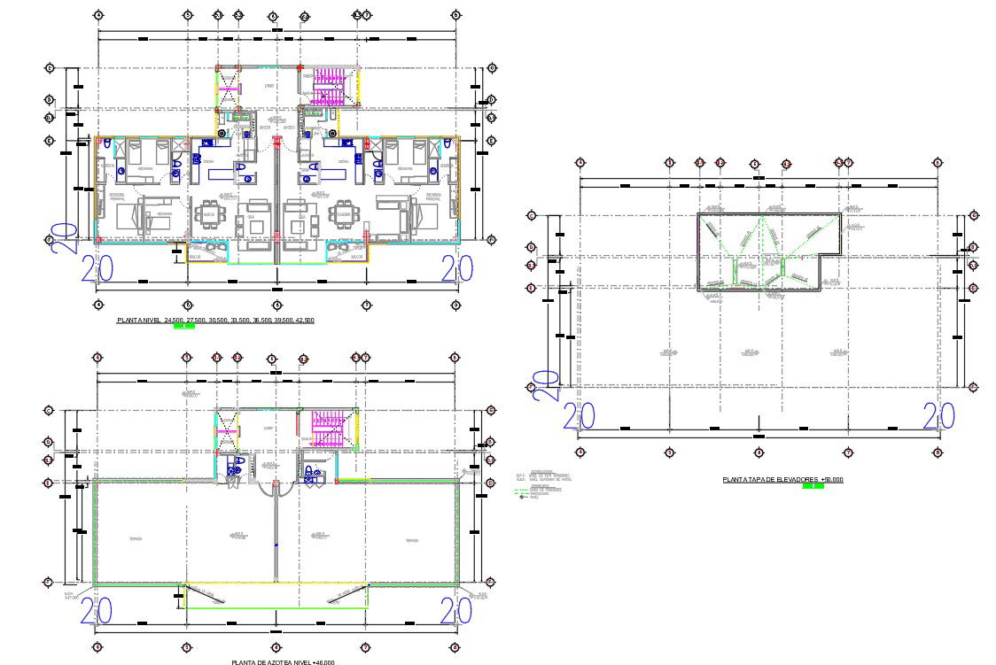 3 BHK Typical Apartment House Plan With Furniture Design DWG File