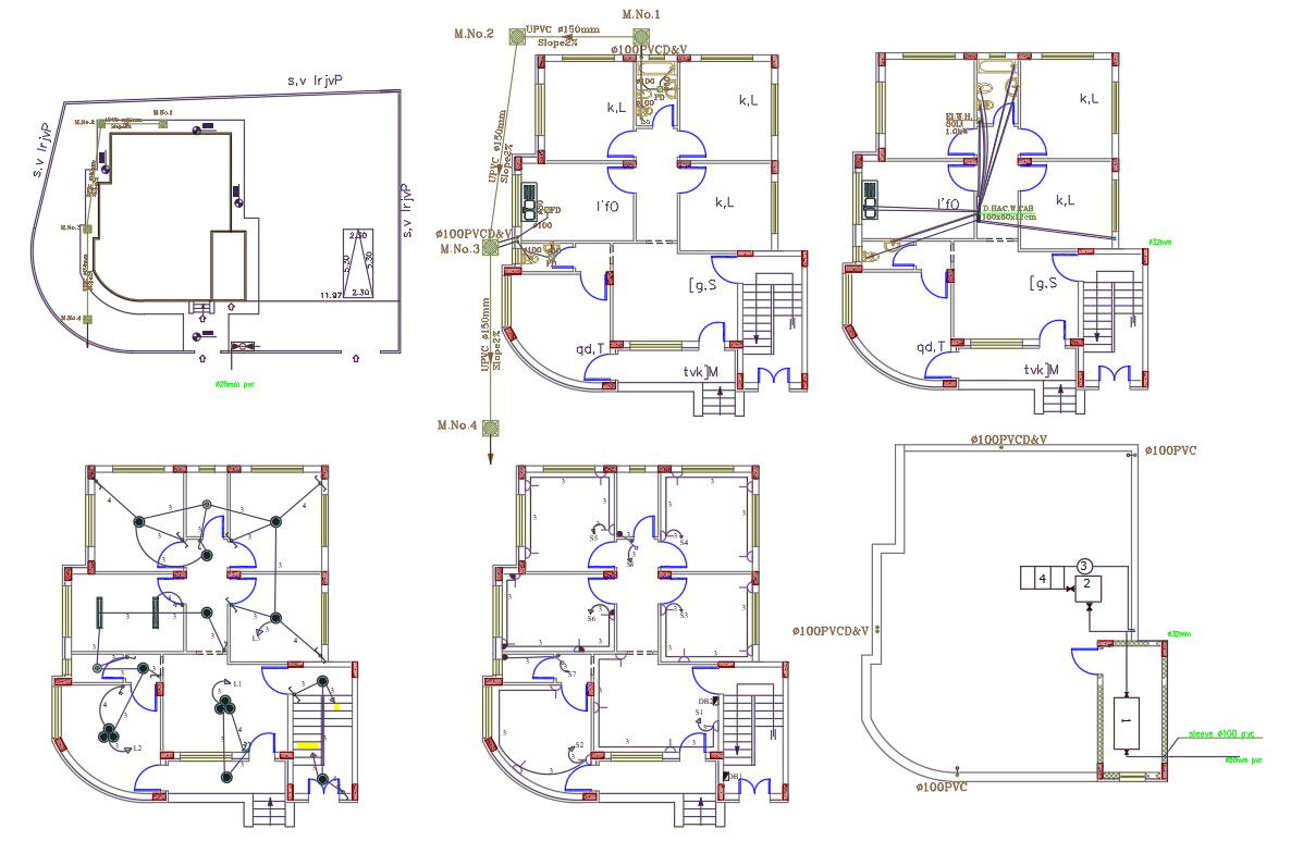 3 Bedroom House Electrical And Plumbing Layout Plan