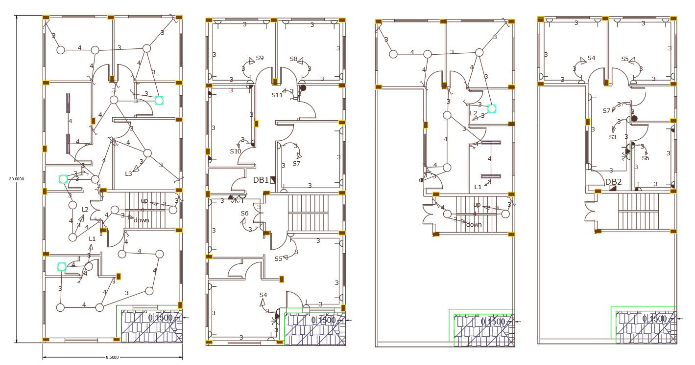 3 Bedroom House Electrical Layout Plan DWG File
