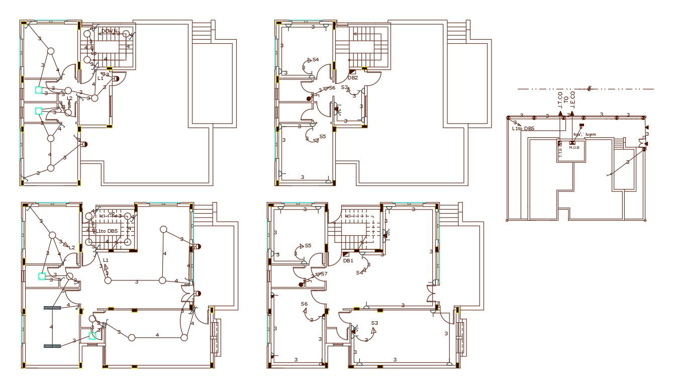3 Bedroom House Electrical Plan Design DWG file