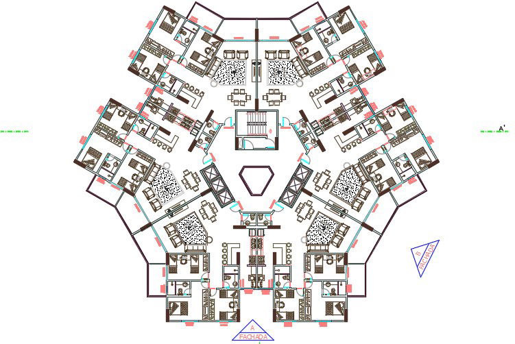 3 Bedroom Typical Apartment Flat And Furniture Drawing AuoCAD File