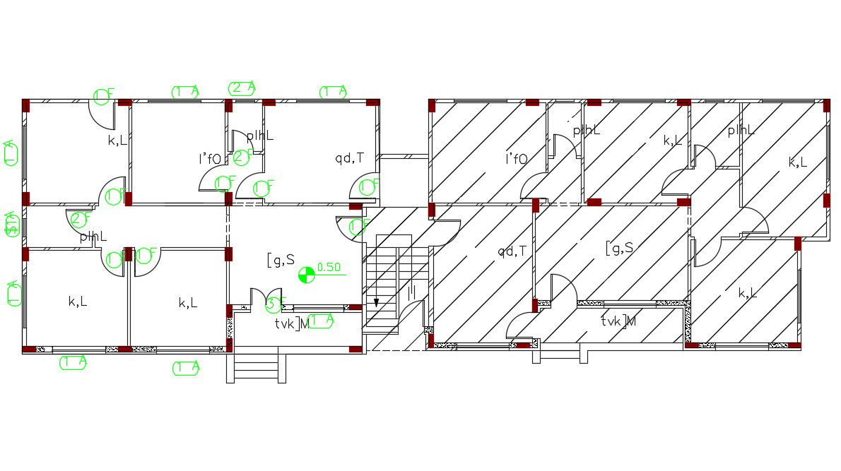 3 Bedrooms Apartment House Floor Plan DWG File