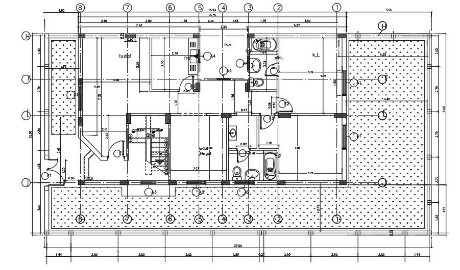3 Bedrooms House Plan Drawing Download DWG File