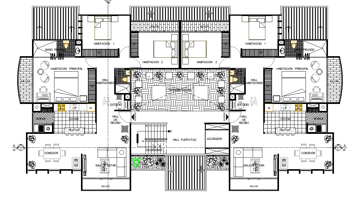 3Bhk house of apartment plan is given in this Autocad drawing file. Download now.