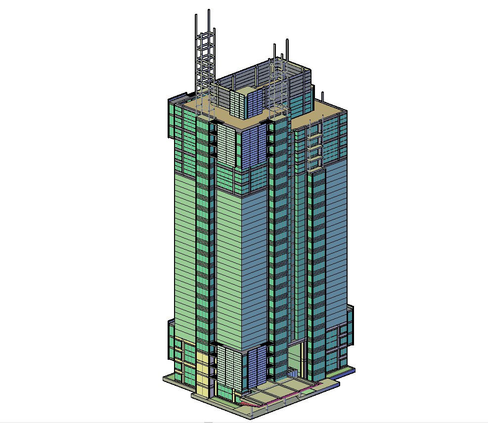 Commercial Building Tower 3D CAD Plan With CAD design Layout file