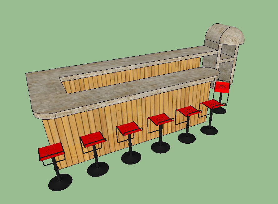 3D Bar Counter Table Design Sketch Up File