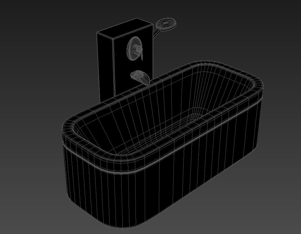 3D Bathtub With Shower Tap MAX File