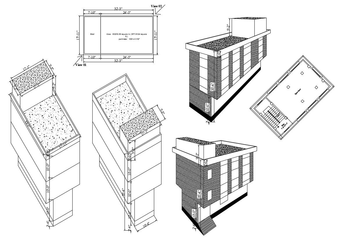Building Design DWG File with 3D Model Structure Layout files