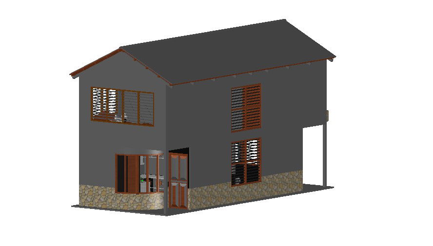3D Bungalow In AutoCAD File