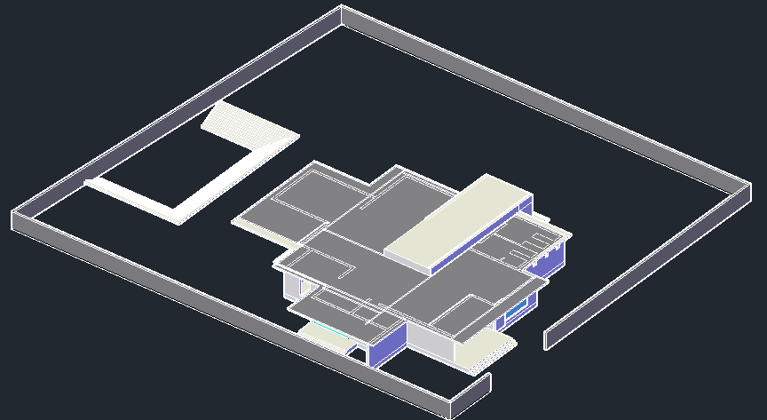 3D Canteen Architecture Design and Elevation dwg file