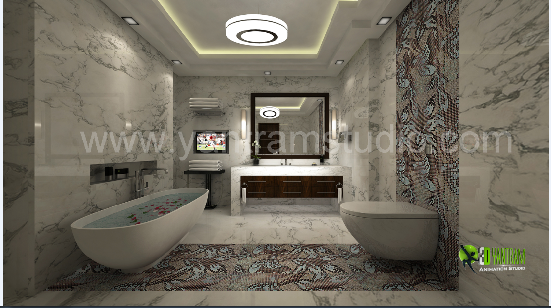 3D Design of Bathroom Elevation dwg file