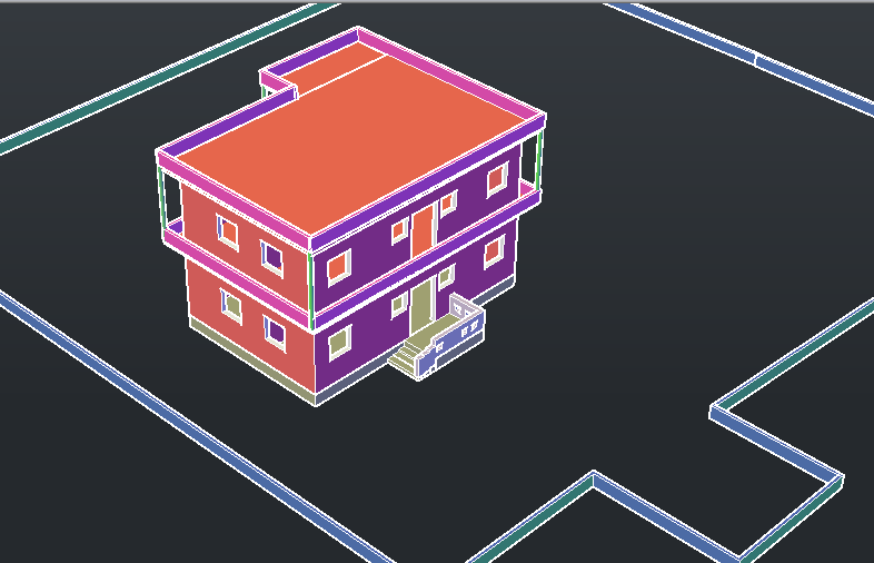 3D Design of Bungalow Architecture Layout dwg file