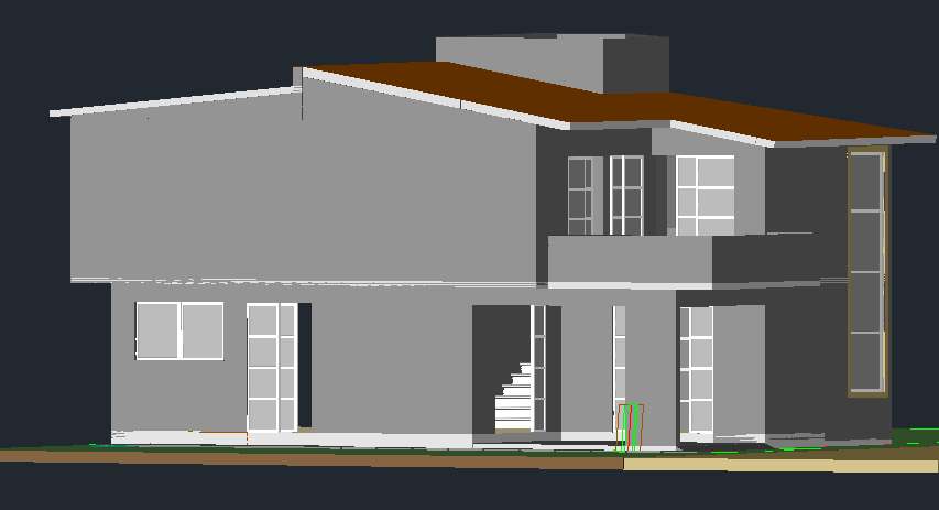 3D Design of Bungalow Architecture Layout dwg file