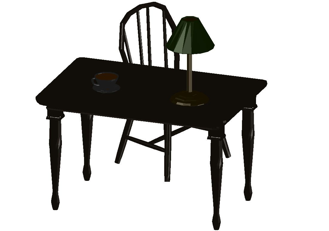 3D Drawing Of Working Desk With Basic Rendered Drawing AutoCAD File