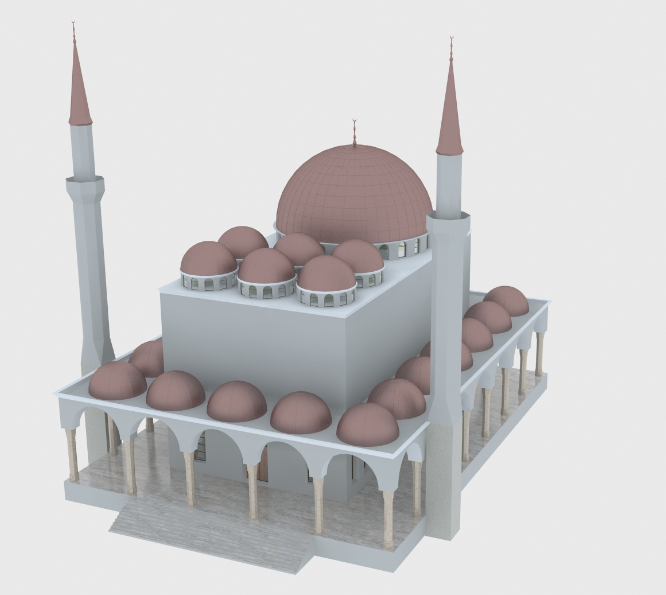 3D Drawing of Multi-Flooring Mosque dwg file