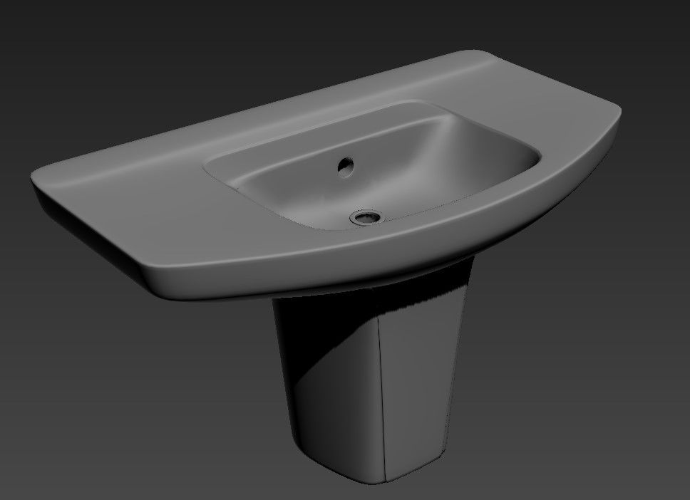 3D Half Pedestal Wash Basin Download Free MAX File
