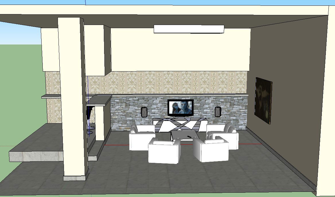 3D Living Room Interior Design Sketch UP File