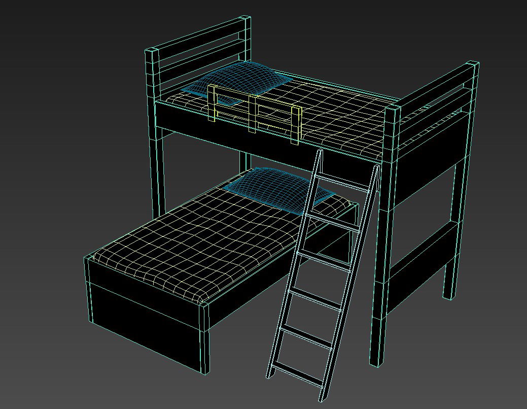 3D Loft Bunk Bed For Kind Bedroom MAX File