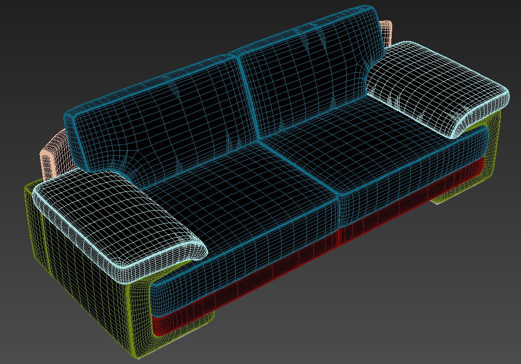 3D MAX File Two Seater Sofa With Rendered Drawing