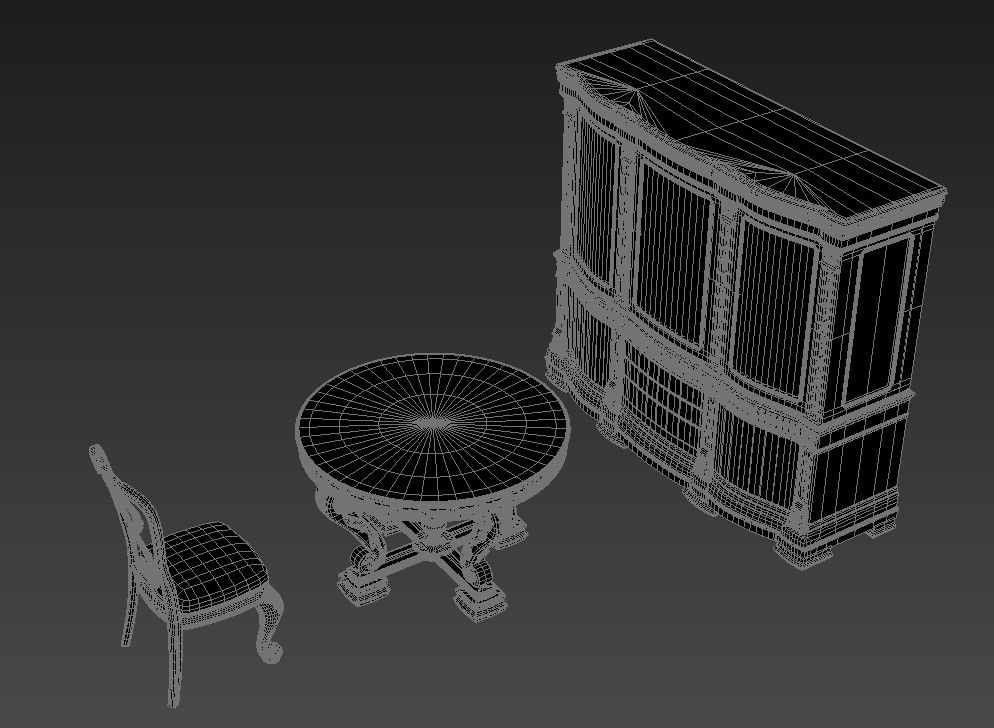 3D MAX File Wardrobe Round shape table and chair Free Download