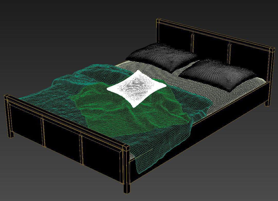 3D MAX File Wooden Bed Design With Basic Rendered