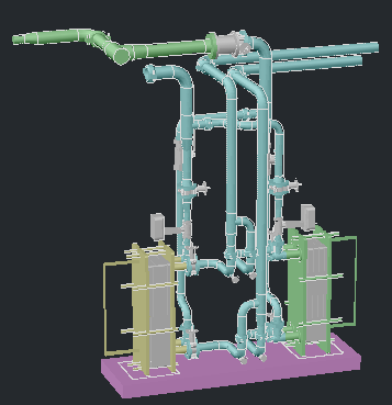 3D MODELof piping of heat exchanges design drawing