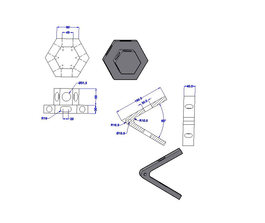 3D Medium Welded Steel Bracket CAD Blocks 