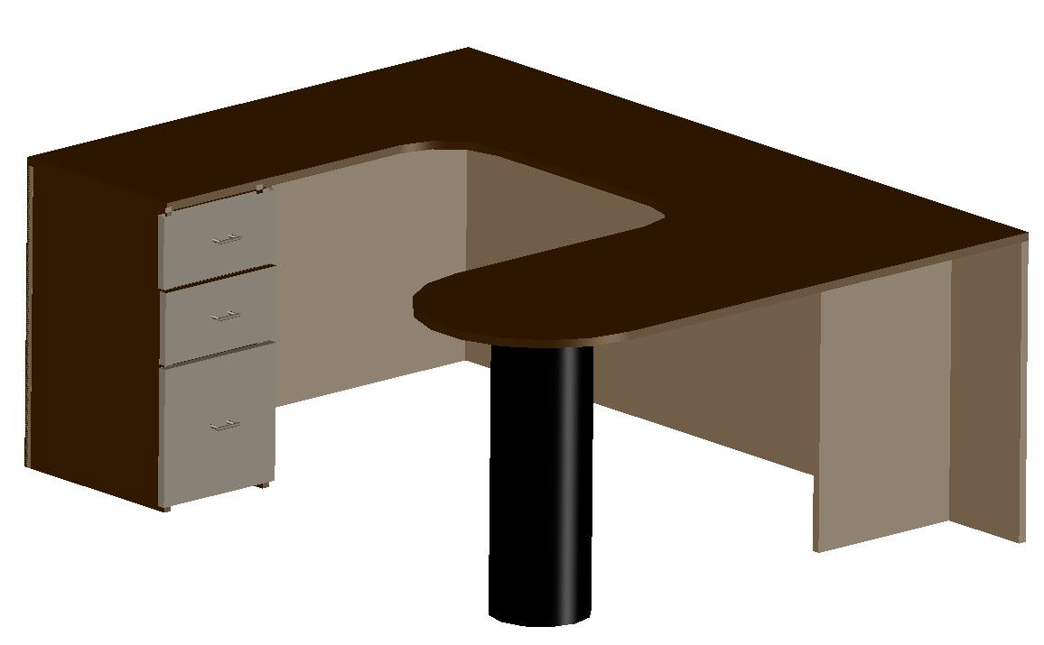 Desktop Table 3D Model with CAD Block in DWG Format