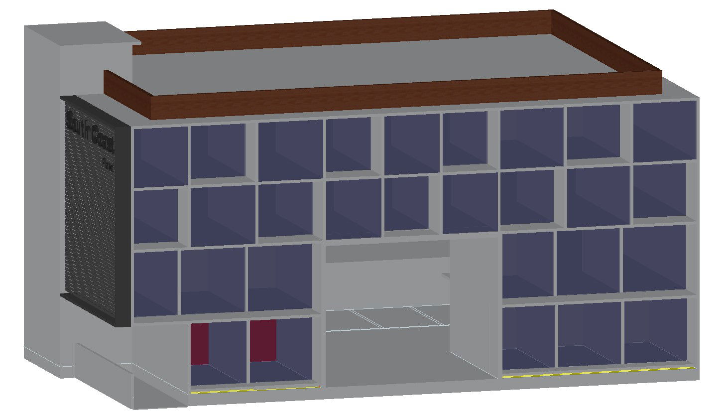 3D Of Glass Facade Commercial Building Elevation With Rendered AutoCAD File