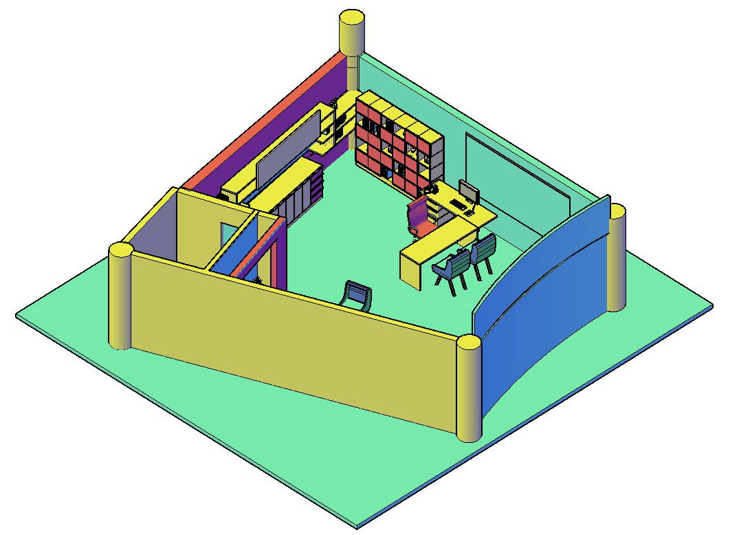 3D Office Cabin DWG File