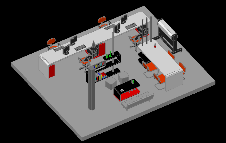 3D Office Design in cad File