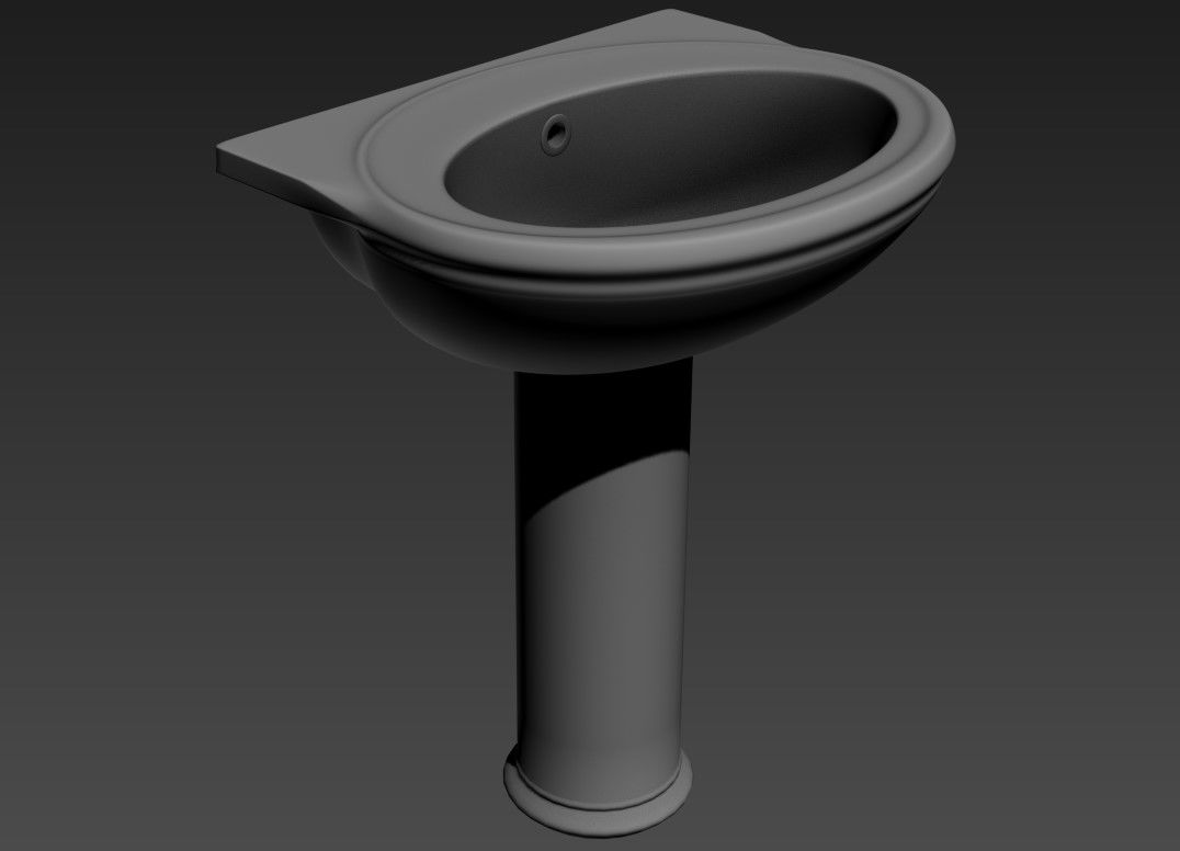3D Pedestal Wash Basin Design MAX File