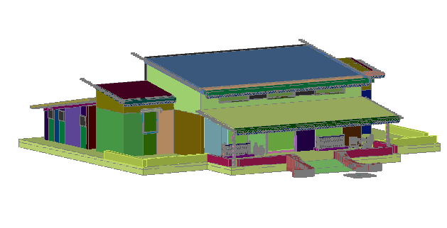 3D Roof type bungalow design drawing