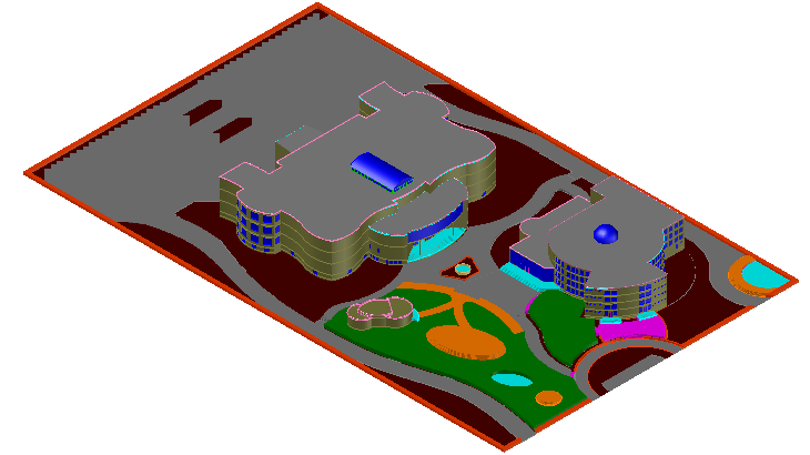 3D Site Plan Design of Scientific Center Architecture Plan dwg file