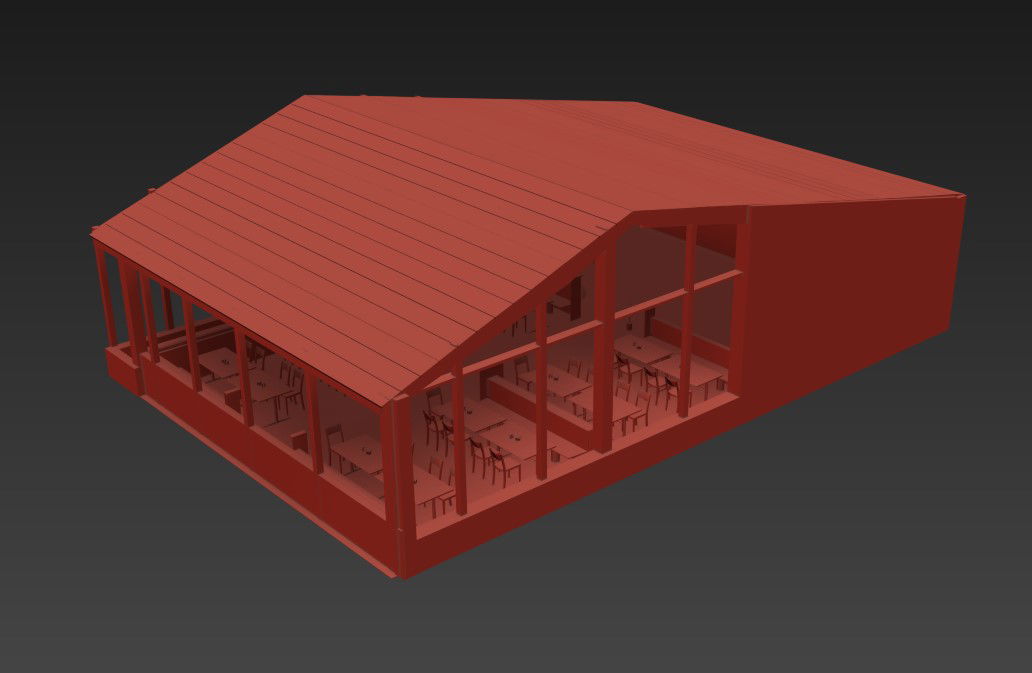 3D View of Hostel Mass With Inside Furniture In 3D MAX File Free