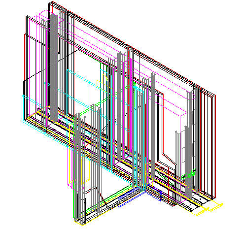 3D View of Wall Construction Design dwg file