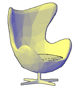 3D chair egg type with applied materials design drawing