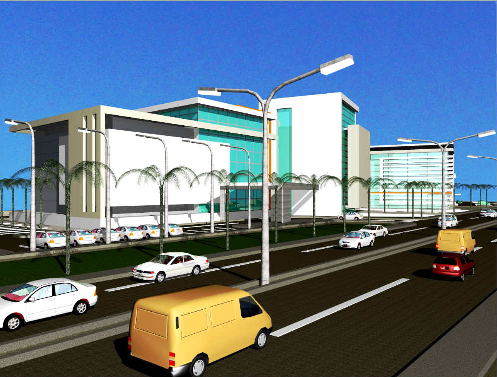 3D Commercial Building Layout Plan in DWG Drawing Format File