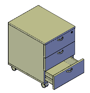 Office Pedestal Cabinet 3D Design with Three Drawer Storage Unit