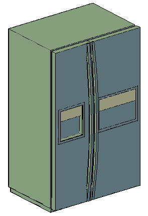 3D Refrigerator Design Drawing with Double Door Kitchen Appliance