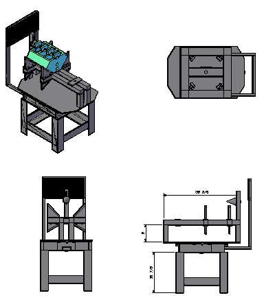 3D design of Cement table in block design drawing