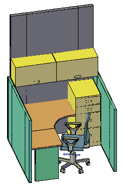 3D design of Cubicle reception table library design drawing