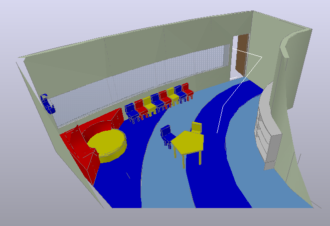 3D design view of school class room view dwg file