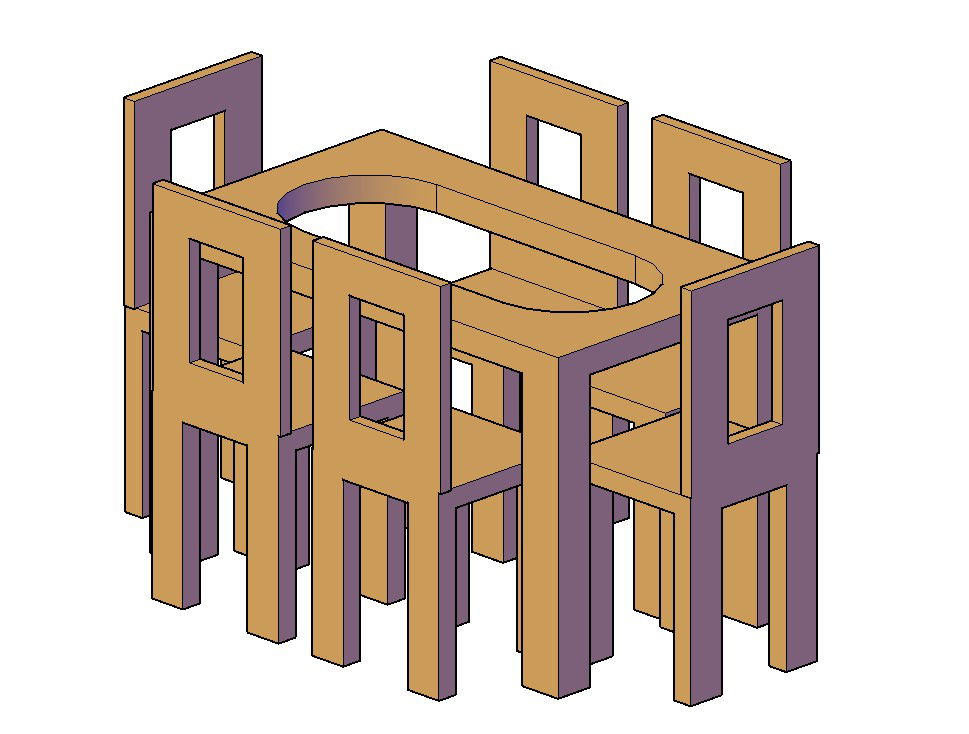 3D Dining Table DWG Design for CAD Furniture Projects