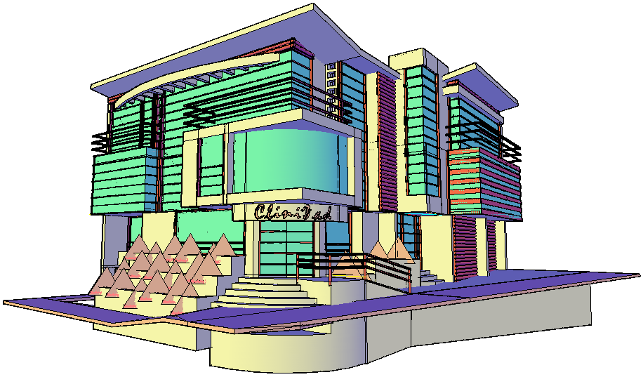 3D drawing of a commercial building 