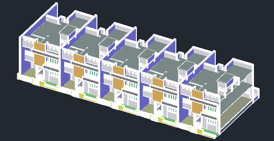 3D drawing of a residential tenement in AutoCAD