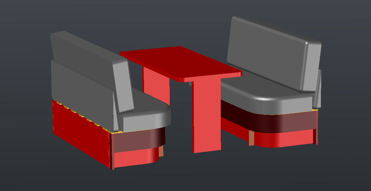 3D drawing of dining table in Autocad