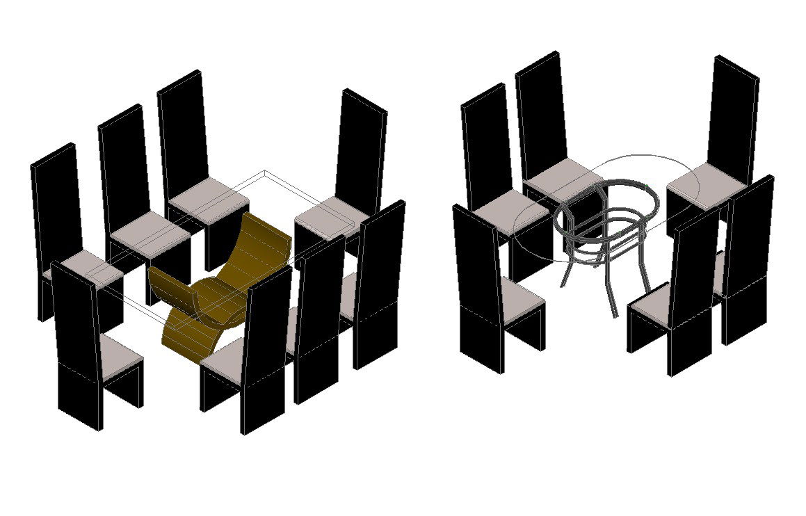 3D drawing of dining table in autocad 