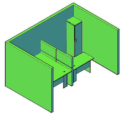 3D drawing of office workstation cubicles design drawing