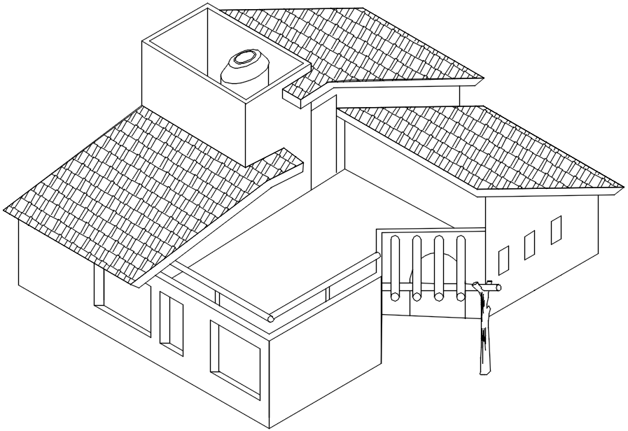 Innovative 3D Drawing Highlighting Residential Bungalow Features